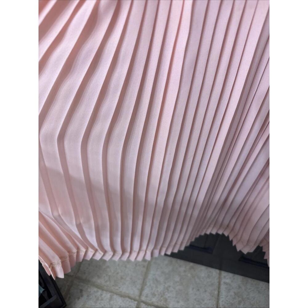 Vtg 80s Pleated Midi Dress Sz 14 Peach Lace Pearl Button Easter Wedding Gorgeous - Picture 11 of 11